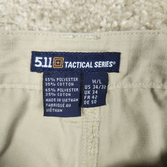 511 Tactical Mens Pants Size 34x32 Beige Khakis Cargo Pockets Double Knee B111 - Picture 3 of 10